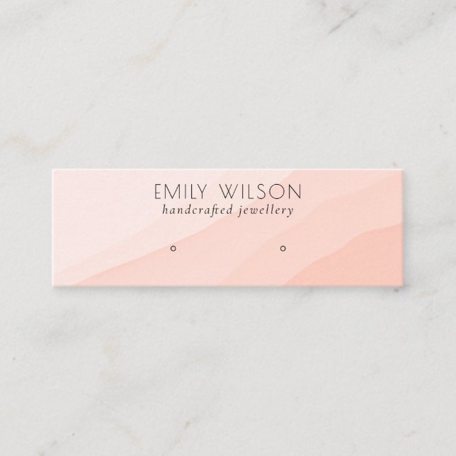 Abstract Blush Pink Waves Stud Earring Display Mini Business Card (Front)