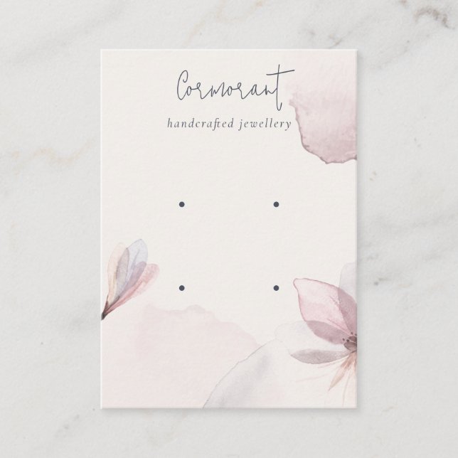 Abstract Blush Watercolor Floral 2 Earring Holder Business Card (Front)