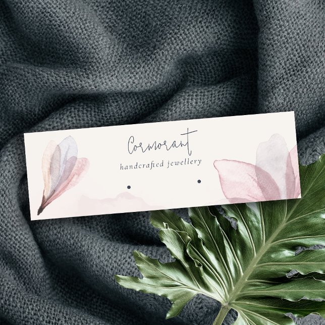 Abstract Blush Watercolor Floral Earring Holder Mini Business Card (Creator Uploaded)