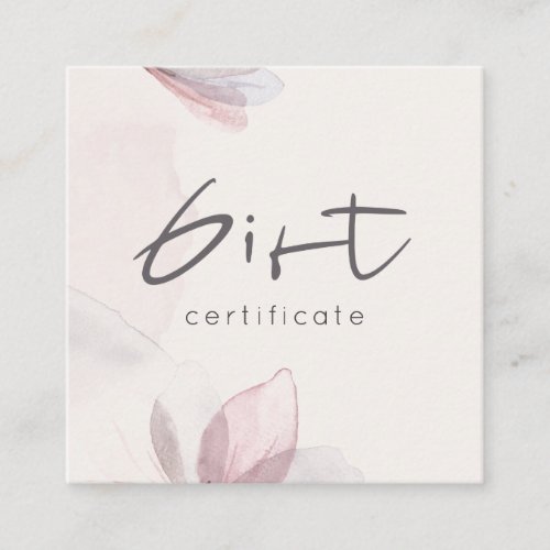 Abstract Blush Watercolor Floral Gift Certificate