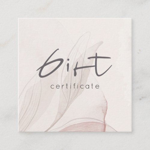 Abstract Blush Watercolor Foliage Gift Certificate