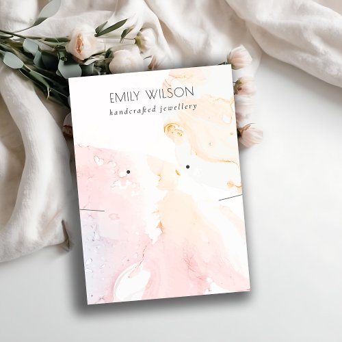 Abstract Blush Watercolor Necklace Earring Display Business Card