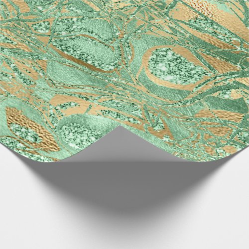 Abstract Body Nature Cells Glitter Green Mint Glam Wrapping Paper