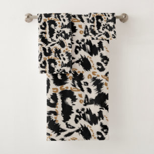 Abstract Bohemian African Leopard Pattern  Bath Towel Set