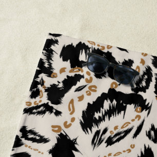 Abstract Bohemian African Leopard Pattern  Beach Towel