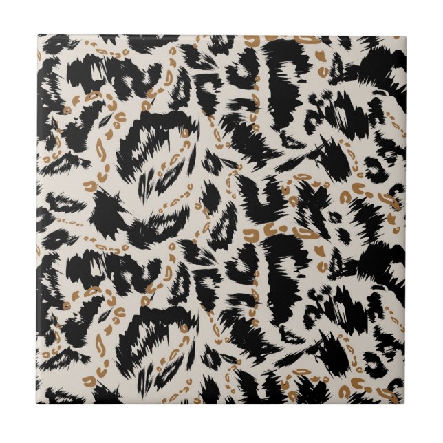 Abstract Bohemian African Leopard Pattern  Ceramic Tile (Front)