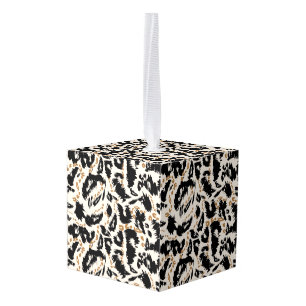 Abstract Bohemian African Leopard Pattern Cube Ornament