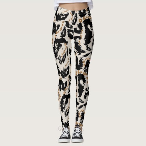 Abstract Bohemian African Leopard Pattern  Leggings