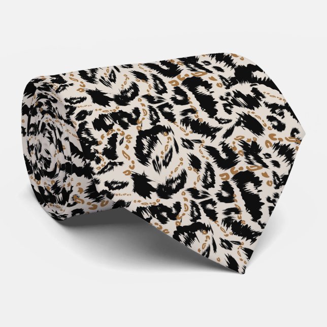 Abstract Bohemian African Leopard Pattern  Neck Tie (Rolled)
