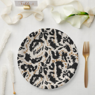 Abstract Bohemian African Leopard Pattern Paper Plates