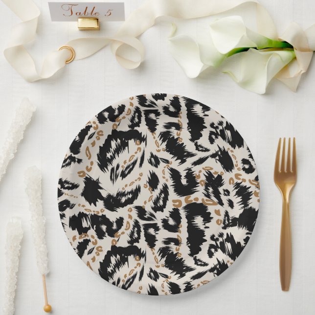 Abstract Bohemian African Leopard Pattern  Paper Plates (Wedding)
