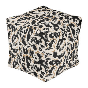 Abstract Bohemian African Leopard Pattern  Pouf
