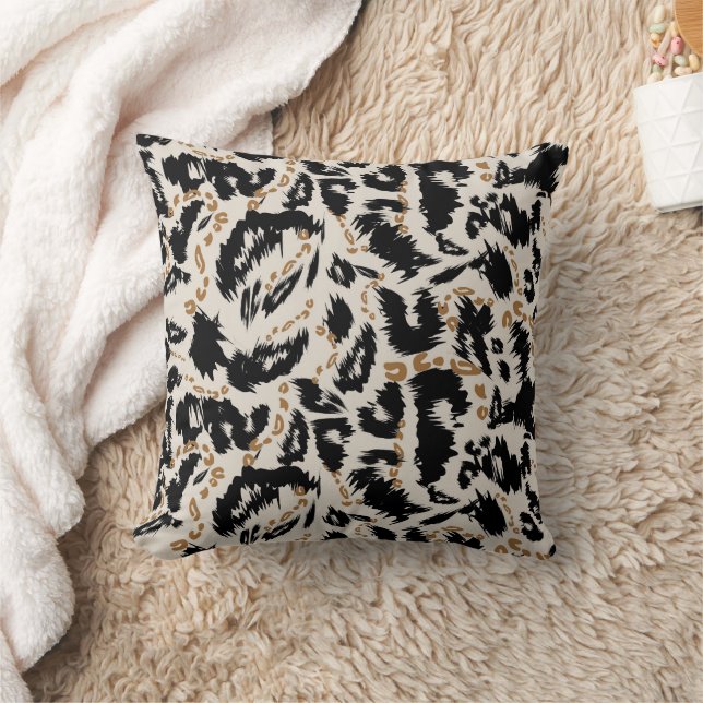 Abstract Bohemian African Leopard Pattern  Throw Pillow (Blanket)