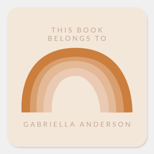 Abstract Boho 70s Rainbow Terracotta Bookplate (Front)