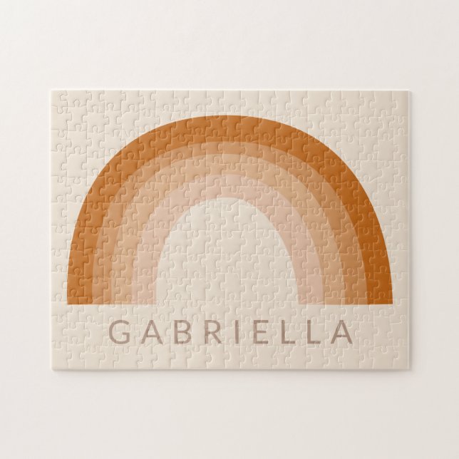 Abstract Boho 70s Rainbow Terracotta Personalized  Jigsaw Puzzle (Horizontal)