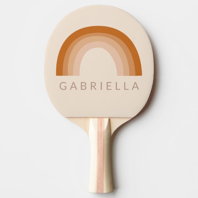 Abstract Boho 70s Rainbow Terracotta Personalized  Ping Pong Paddle (Front)