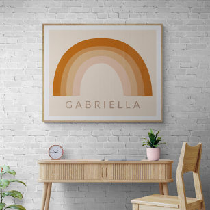 Abstract Boho 70s Rainbow Terracotta Personalized Poster