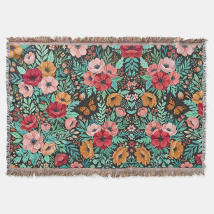 Abstract Boho Anemone Butterfly Blankets