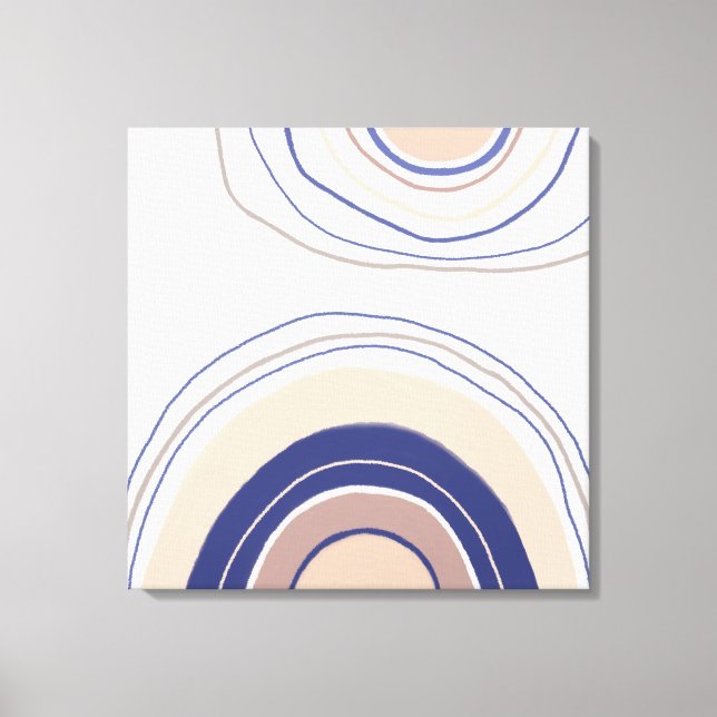 Abstract Boho Arches - Blue and Beige Canvas Print (Front)