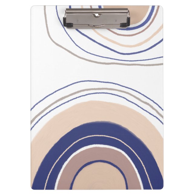 Abstract Boho Arches - Blue and Beige Clipboard (Front)