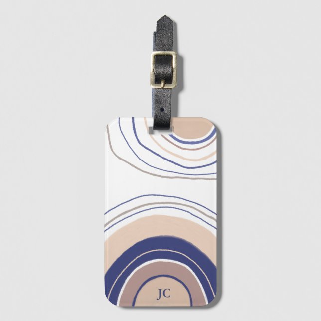 Abstract Boho Arches - Blue and Beige Luggage Tag (Front Vertical)
