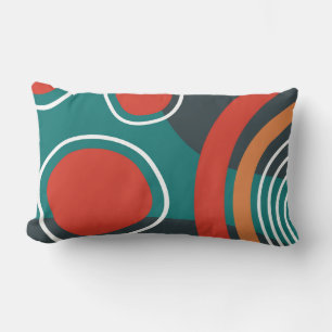 Abstract boho artwork rainbow and sun lumbar pillow