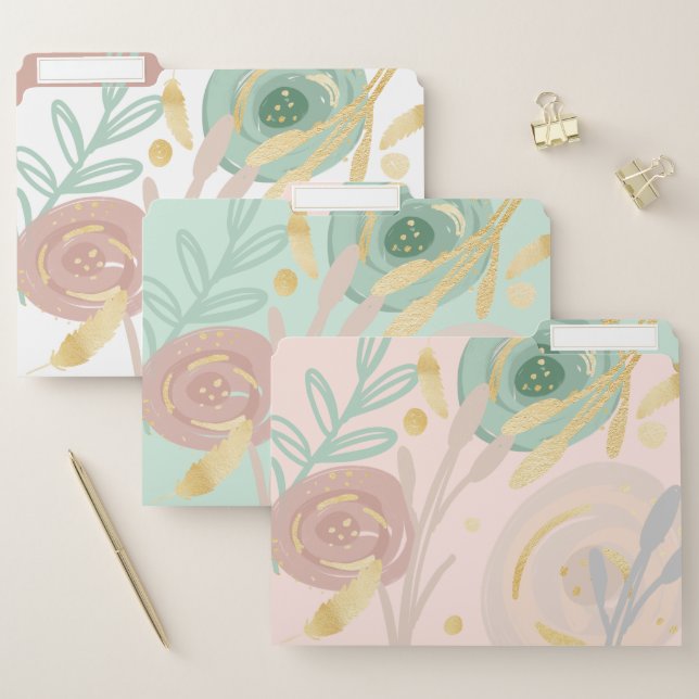 Abstract Boho Bohemian Chic Floral watercolour File Folder (Set)