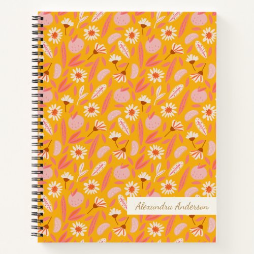Abstract Boho Botanical Fruit Yellow Personalized Notebook
