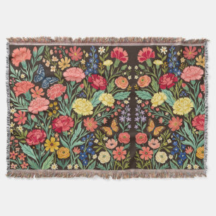 Abstract Boho Carnations & Butterflies Blankets