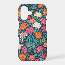 Abstract Boho Carnations Butterflies iPhone Cases