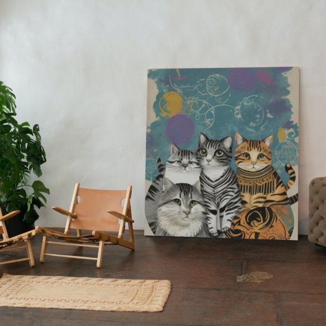 Abstract Boho Cats Print Home Decor  Poster (Creator Uploaded)