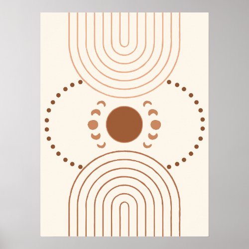 Abstract Boho Composition With Moon And Crescent Poster