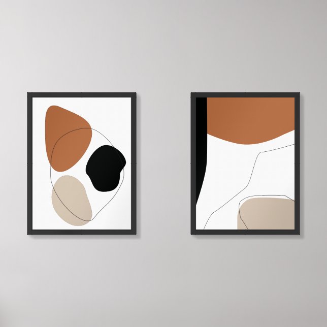  Abstract Boho - Earth Tone Shapes Printable Wall Art Sets (Front)