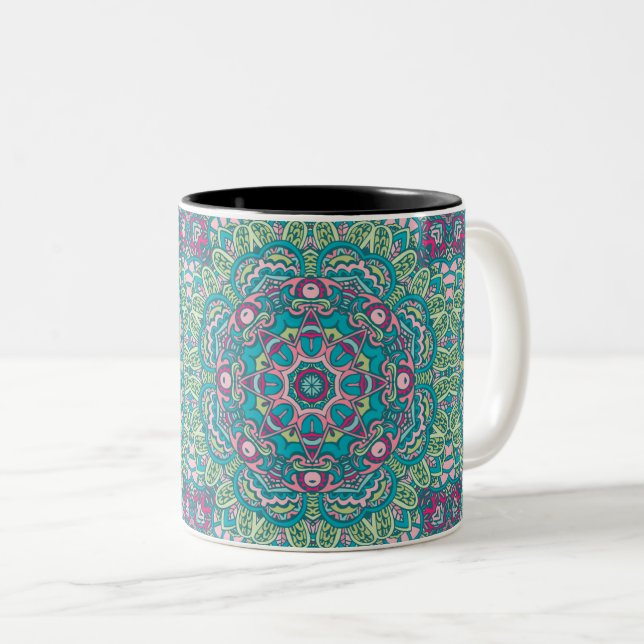 ABSTRACT BOHO FESTIVE MANDALA PATTERN MUG (Front Right)