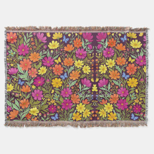 Abstract Boho Floral Butterflies Blankets