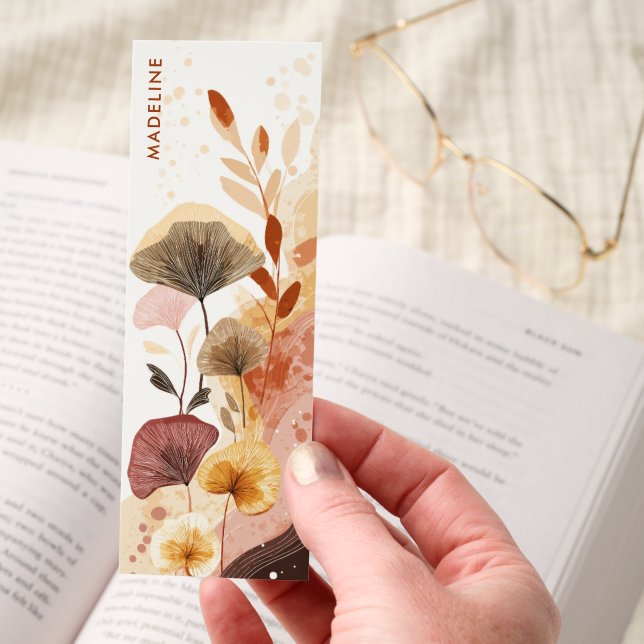 Abstract Boho Floral Personalized Bookmarks (Hand)