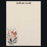 Abstract Boho Floral Raw Sienna and Salmon Letterhead<br><div class="desc">A lovely little flower bouquet in raw sienna and salmon with green accents gives a charming boho look to this letterhead stationery.  The back is plain,  parchment-colored to match the front.  Very simple,  modern,  and trendy.</div>