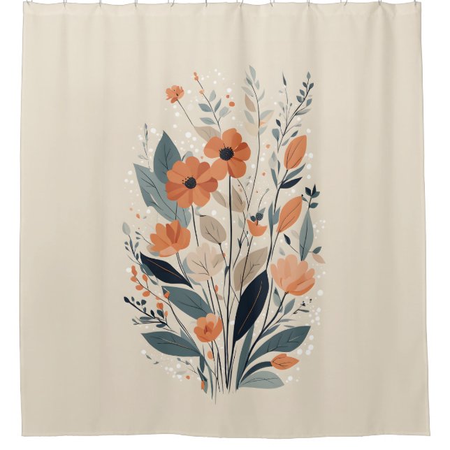 Abstract Boho Floral Shower Curtain (Front)