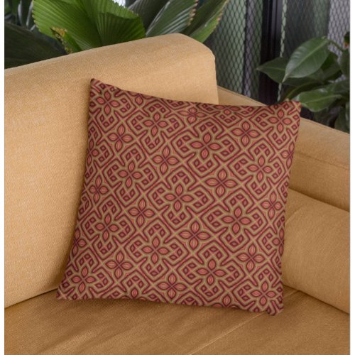 Abstract Boho Floral Tiled Pattern Throw Pillow