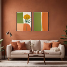 Abstract Boho Forms in Terracotta and Olive