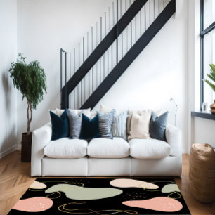 Abstract Boho Geometric Organic Shapes Pattern Rug