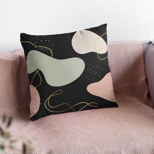 Abstract Boho Geometric Organic Shapes Pattern Throw Pillow