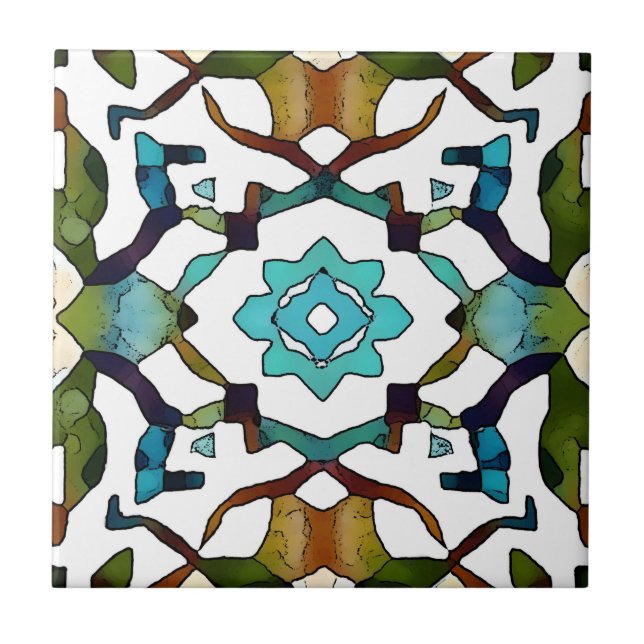 Abstract Boho geometrical Design 304 Ceramic Tile (Front)