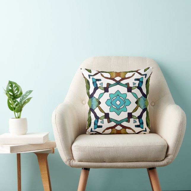 Abstract Boho geometrical Design 304 Throw Pillow (Chair)