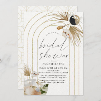 Abstract Boho Gold Arches Bridal Shower Invitation