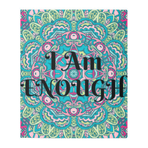 Abstract Boho Mandala I Am Enough Affirmation Metal Print