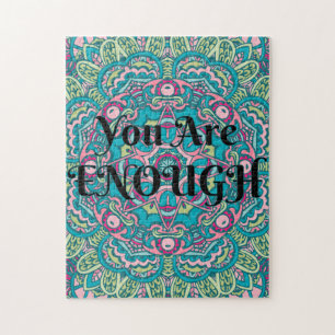 Abstract Boho Mandala You Are Enough Affirmation Jigsaw Puzzle