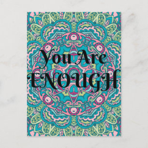Abstract Boho Mandala You Are Enough Affirmation Postcard