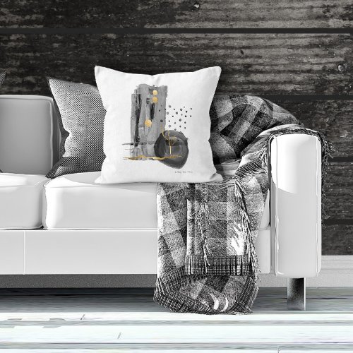 Abstract Boho Modern Style Black White Watercolor Throw Pillow