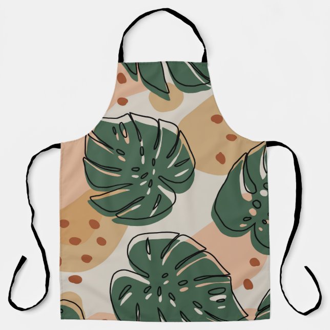 Abstract boho monstera pattern. Modern seamless pa Apron (Front)